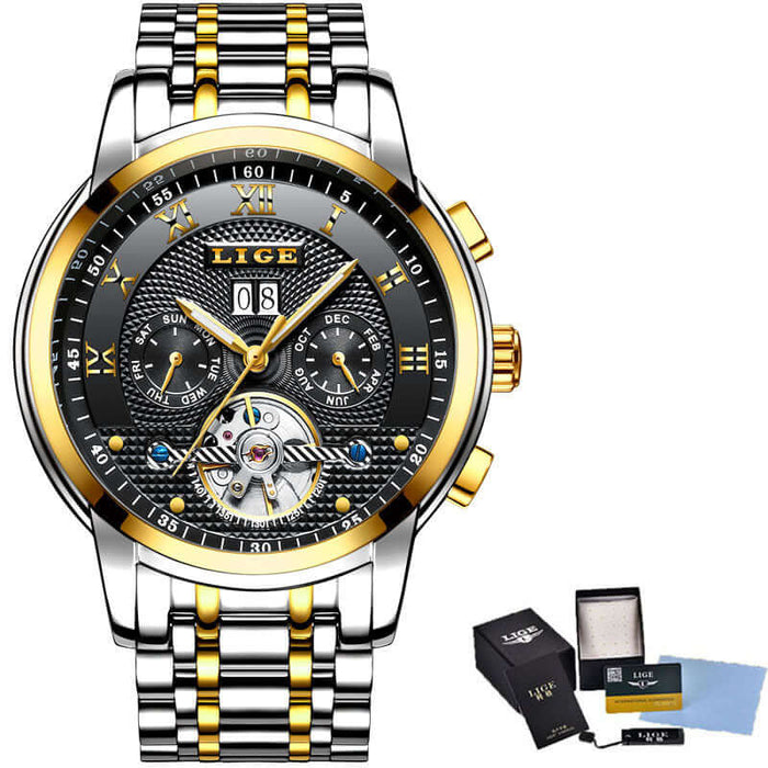 Waterproof Mechanical Business Luxury Watch stainless steel strap detail
