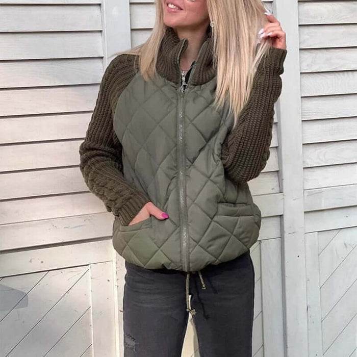Winter Stand Collar Cotton Jacket khaki fashion outerwear.
