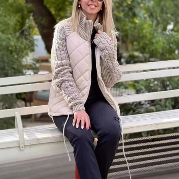 Winter Stand Collar Cotton Jacket lake blue stylish coat.