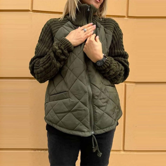 Winter Stand Collar Cotton Jacket army green winter clothes.