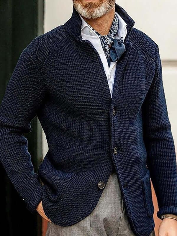 Winter Stand Collar Knit Cardigan Jacket front view