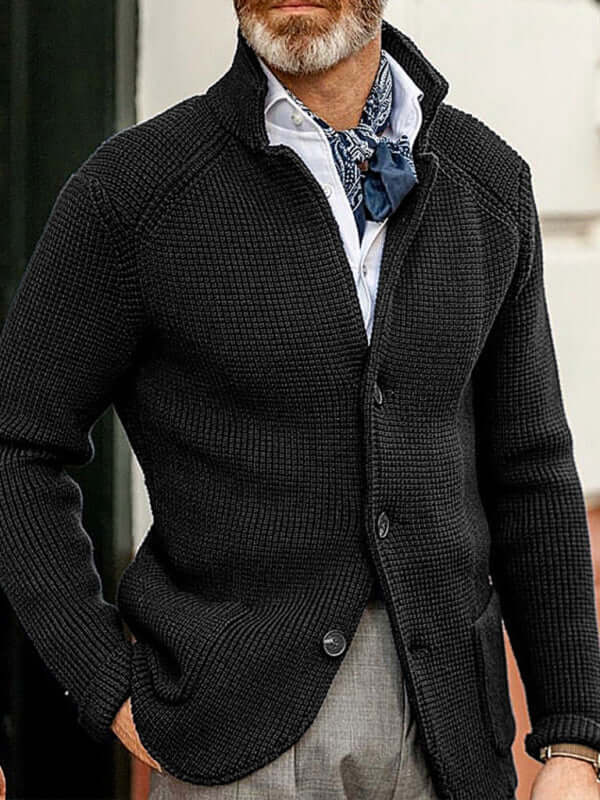 Winter Stand Collar Knit Cardigan Jacket open front style