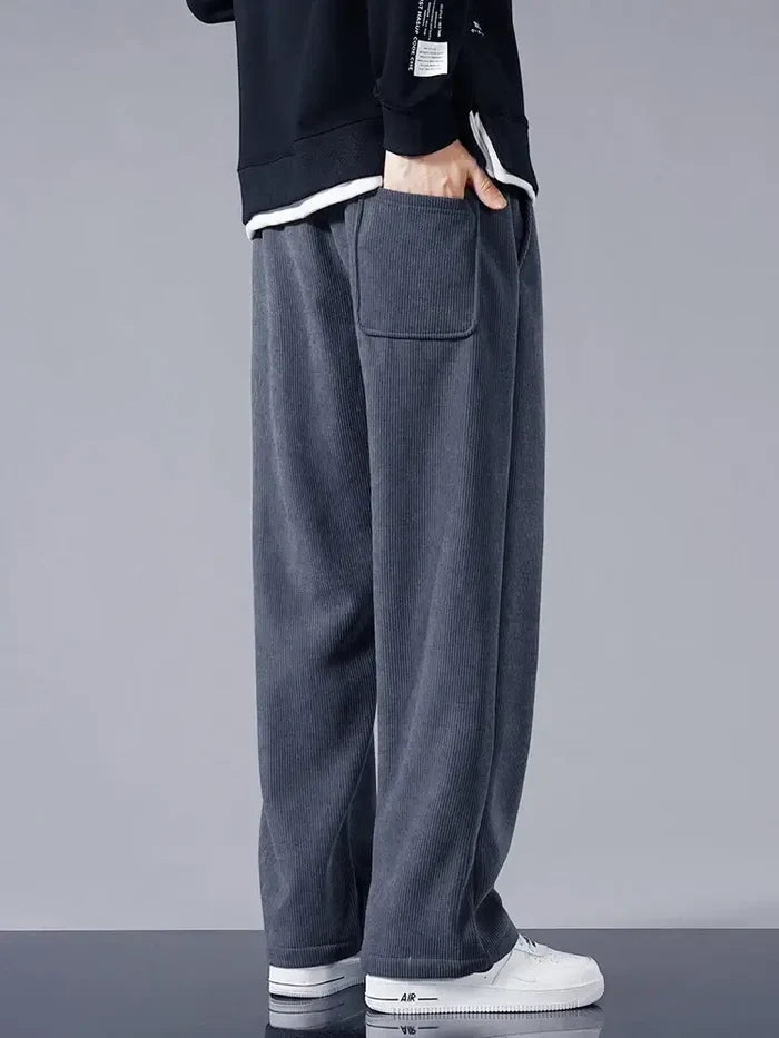 winter thick warm corduroy sweatpants for men elastic waist drawstring