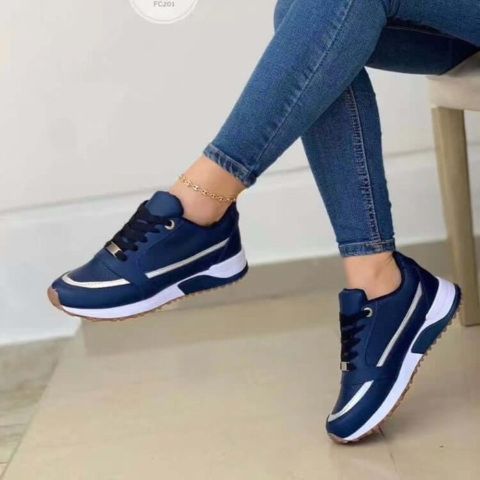 Women Casual Lace Up Sneakers colorblocking design