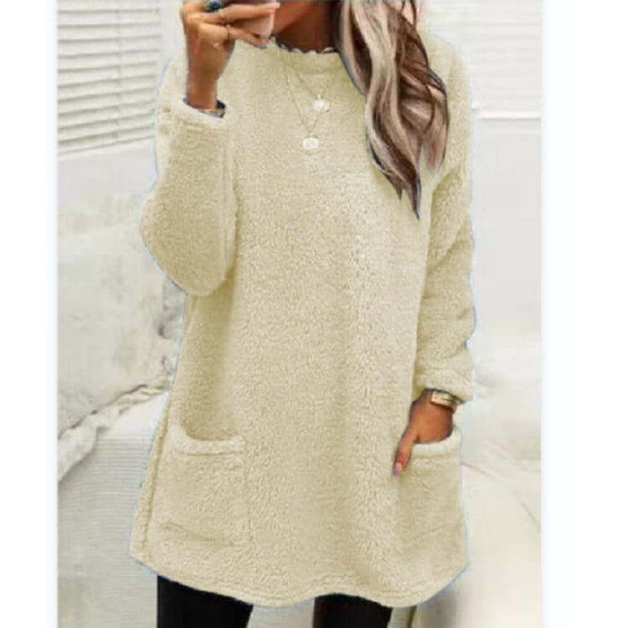 Women Fleece Pullover Winter Hoodie With Pockets side view
