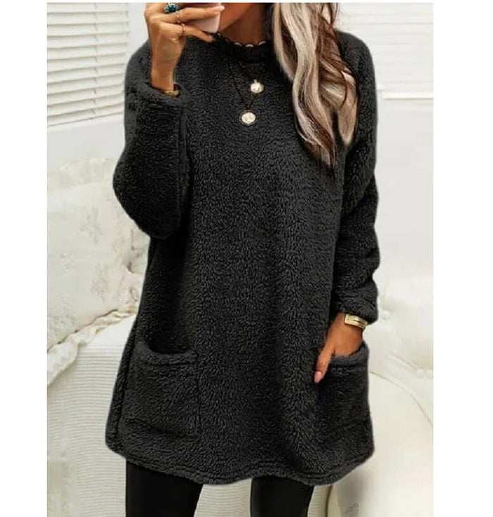 Women Fleece Pullover Winter Hoodie With Pockets back view
