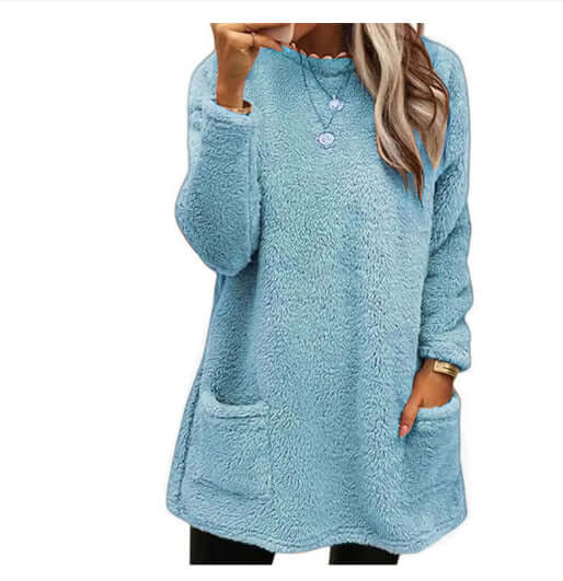 Women Fleece Pullover Winter Hoodie With Pockets pocket detail
