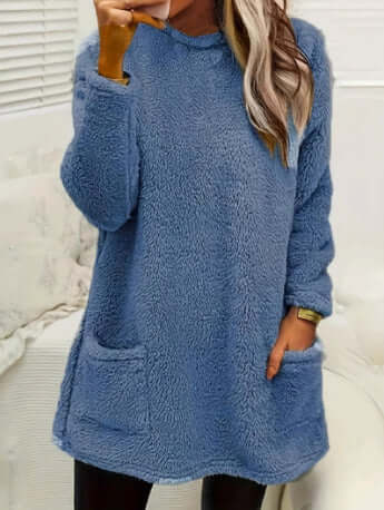 Women Fleece Pullover Winter Hoodie With Pockets long sleeve design