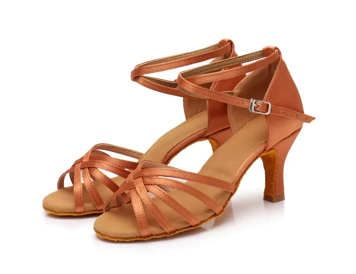 Women Latin Ballroom Soft Suede Dance Shoes satin