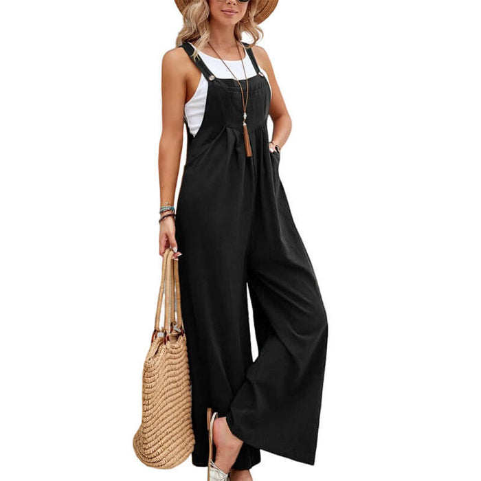 Women Long Bib Pants Overalls loose fit jumpsuit.