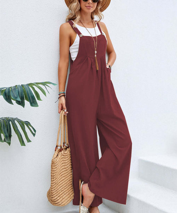 Women Long Bib Pants Overalls with side pockets.