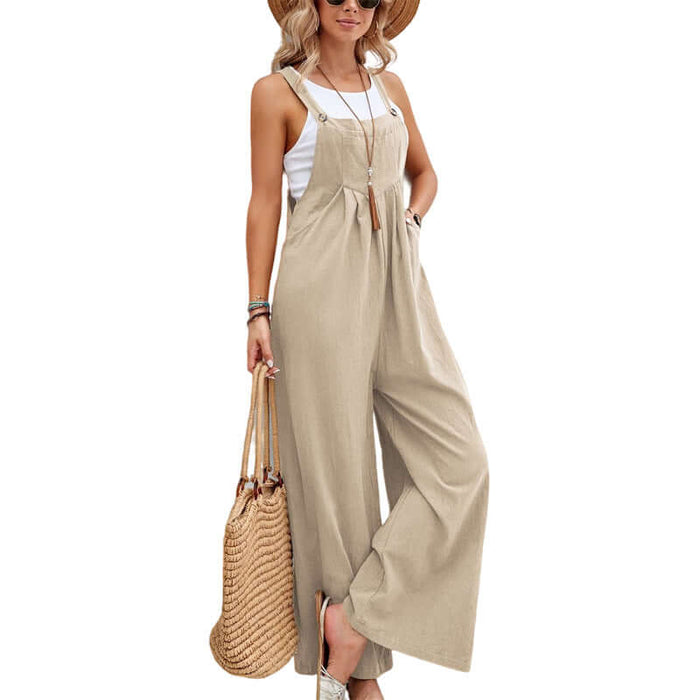 Women Long Bib Pants Overalls straight tube leg.
