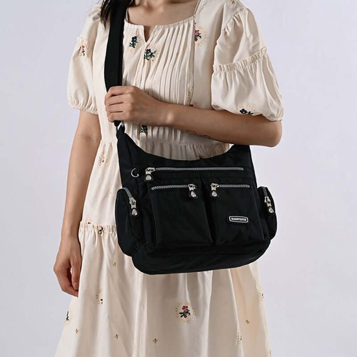 Women Shoulder Bags Multiple Pockets Waterproof Bag dark blue color.