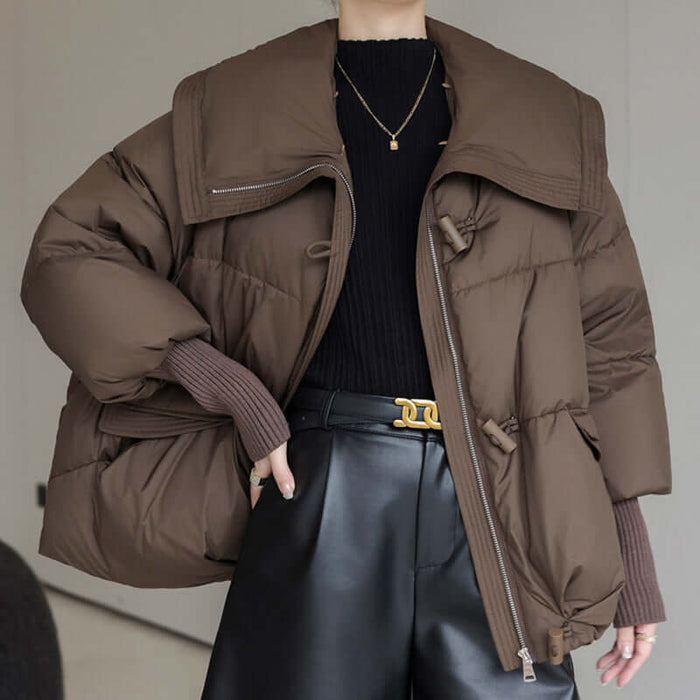 Women Winter Short Fur Collar Padded Jacket fur collar detail
