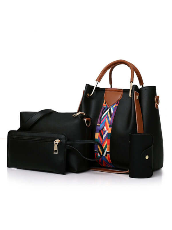 Womens 4 Piece Fashion Tote Shoulder Crossbody Bucket Bag elegant handbag collection