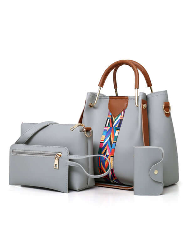 Womens 4 Piece Fashion Tote Shoulder Crossbody Bucket Bag for work shopping and travel