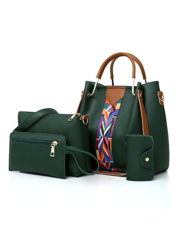 Womens 4 Piece Fashion Tote Shoulder Crossbody Bucket Bag lightweight and spacious design