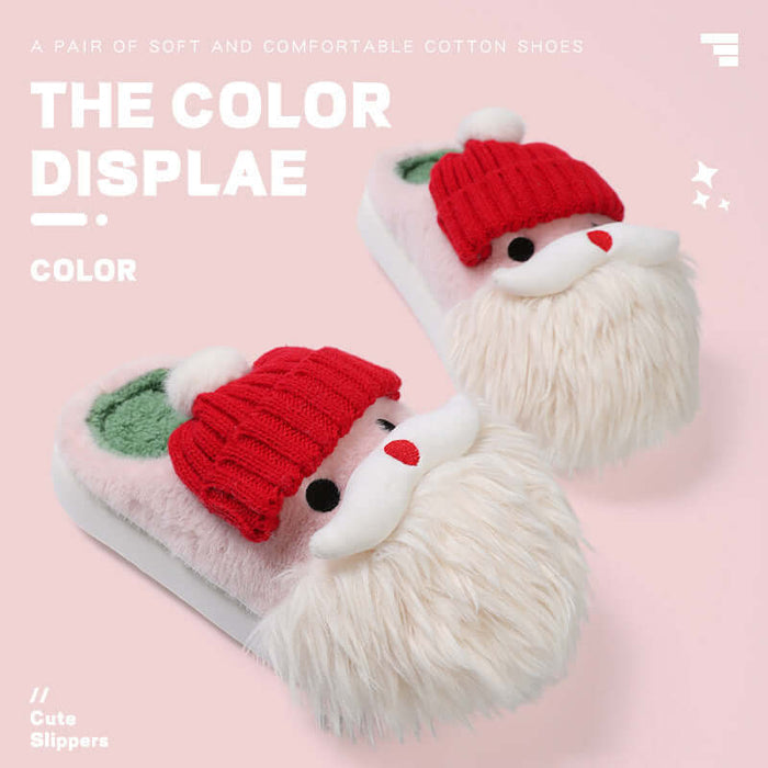 Women’s Christmas Slippers Santa Claus Plush House Shoes side angle