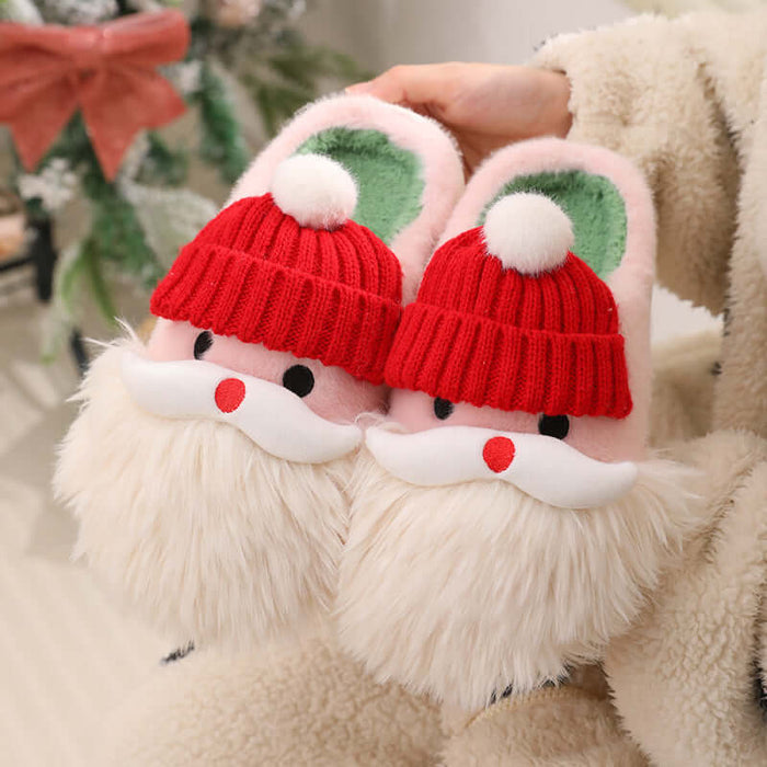 Women’s Christmas Slippers Santa Claus Plush House Shoes cozy winter look