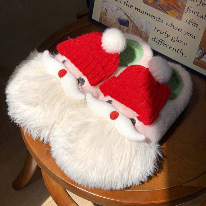 Women’s Christmas Slippers Santa Claus Plush House Shoes plush texture