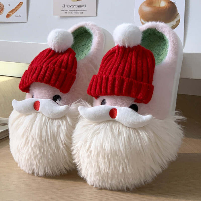 Women’s Christmas Slippers Santa Claus Plush House Shoes Santa design detail