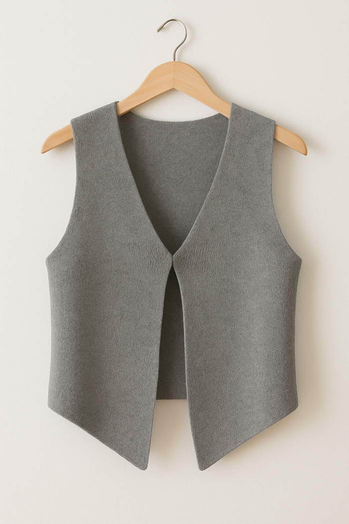 Women’s Deep V Sleeveless Knitted Top Cardigan top detail