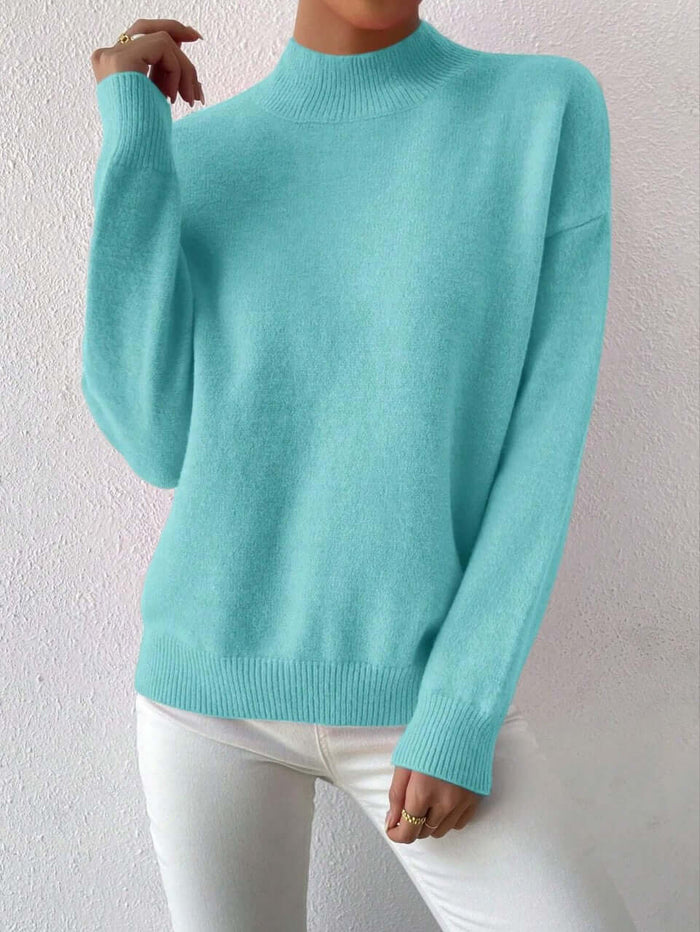 Womens Mid High Neck Sweater long sleeve design.