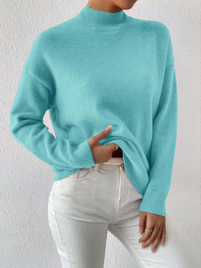 Womens Mid High Neck Sweater elegant office wear.