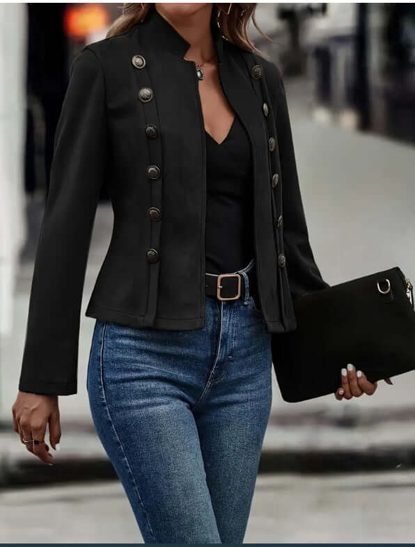 Womens Retro Suede Double Breasted Short Jacket Coat Elegant Short Length Fit