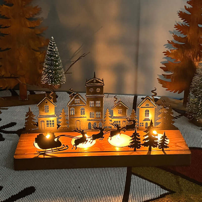 Wrought Iron Christmas Tree Candle Holder Decor rustic iron design