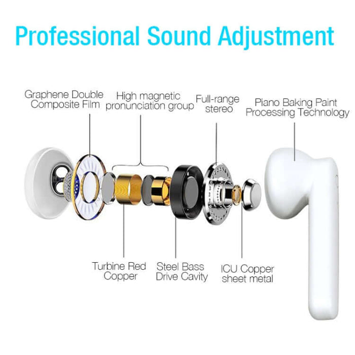 x26 tws wireless bluetooth 5.0 touch earphones side angle