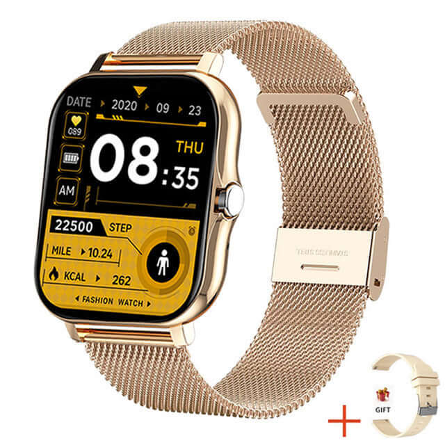 Y13 Smart Watch Pedometer Heart Rate Monitoring gold color for adults.