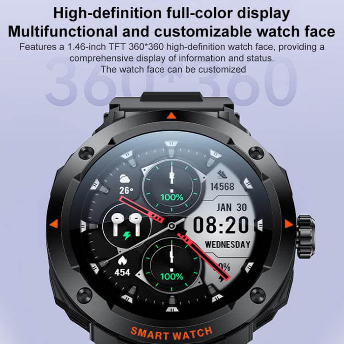 Yesido IO50 Smart Watch with Built in TWS Earbuds showcasing high-definition full-color customizable display.