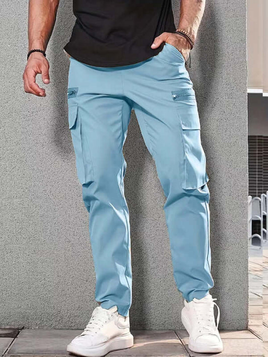 Zipper Detail Sports Overalls for Men front view